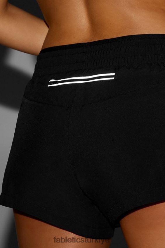 tr Fabletics kadınlar orta yükseklikte nefes al kısa koş siyah/yansıtıcı gümüş 40R06B270