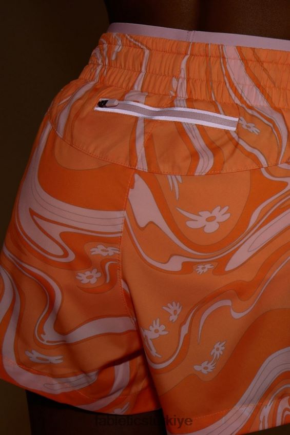tr Fabletics kadınlar orta yükseklikte nefes al kısa koş turuncu pop mermer papatya/yansıtıcı gümüş 40R06B276