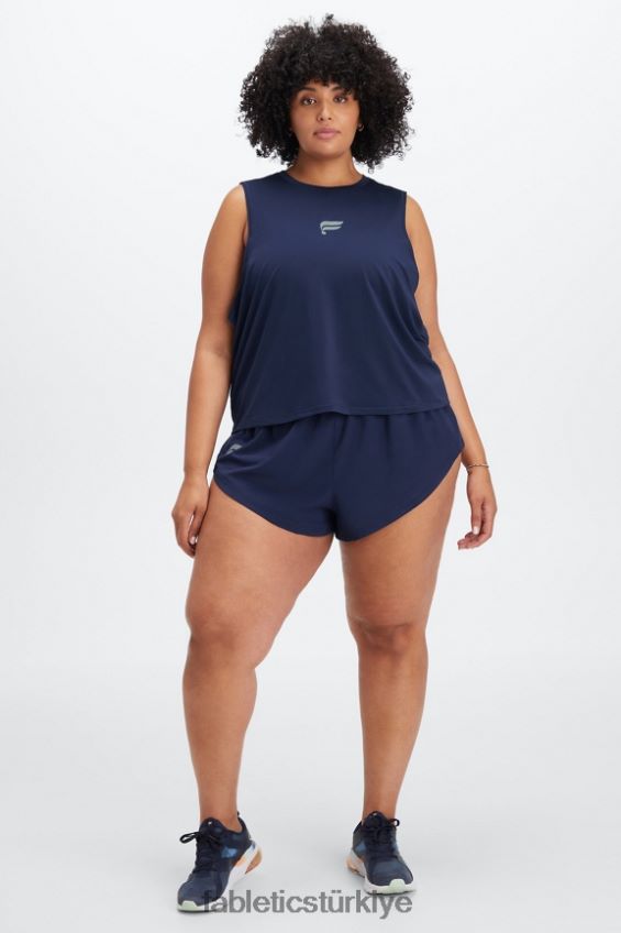 tr Fabletics kadınlar tam hız orta yükseklikte koşu kısa derin lacivert/yansıtıcı logo 40R06B459