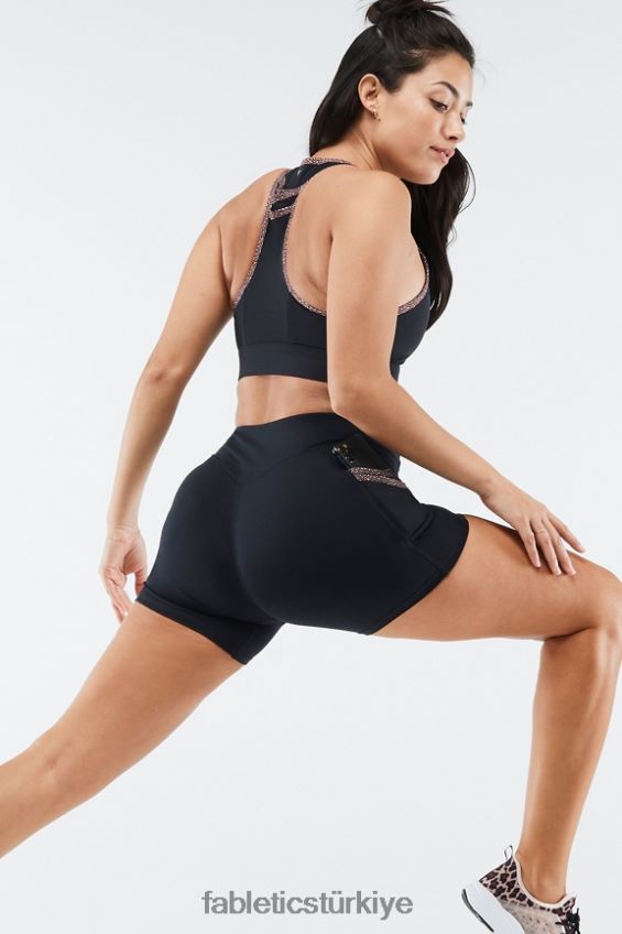 tr Fabletics kadınlar trinity motion365 orta yükseklikte 5\'\' kısa siyah/mikro leopar 40R06B370