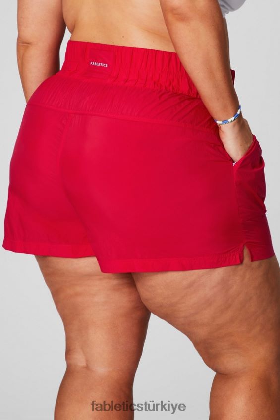 tr Fabletics kadınlar ultra yüksek belli borulu naylon kısa klasik kiraz/yansıtıcı gümüş 40R06B608