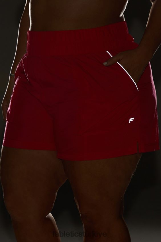 tr Fabletics kadınlar ultra yüksek belli borulu naylon kısa klasik kiraz/yansıtıcı gümüş 40R06B608