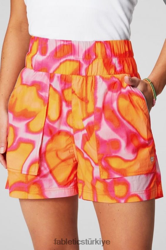 tr Fabletics kadınlar ultra yüksek belli borulu naylon kısa pembe kaçış büyük yaz çılgınlığı/yansıtıcı gümüş 40R06B601