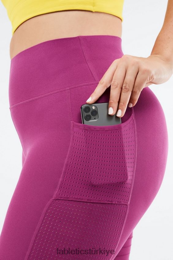 tr Fabletics kadınlar yüksek belli, heykel örgü cepli kısa deniz salyangozu yumruk/turşu grafiği 40R06B545