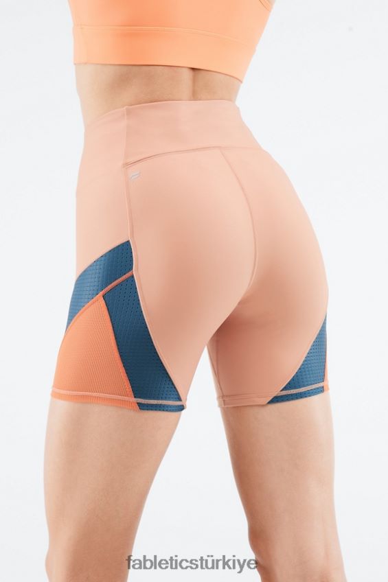 tr Fabletics kadınlar yüksek belli motion365 run short 6\" huş ağacı/gerçek turkuaz/portakal patlaması 40R06B541