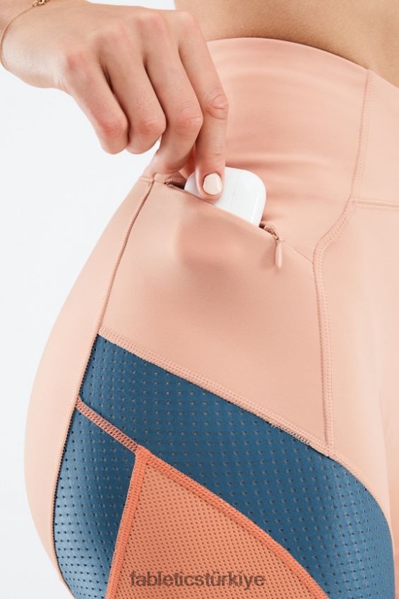 tr Fabletics kadınlar yüksek belli motion365 run short 6\" huş ağacı/gerçek turkuaz/portakal patlaması 40R06B541