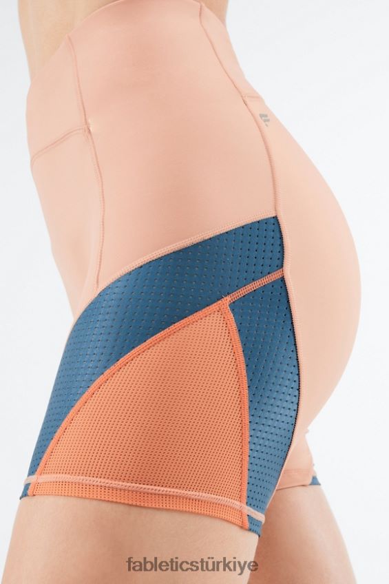 tr Fabletics kadınlar yüksek belli motion365 run short 6\" huş ağacı/gerçek turkuaz/portakal patlaması 40R06B541