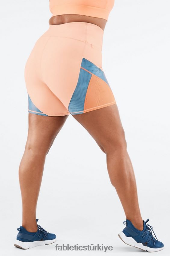 tr Fabletics kadınlar yüksek belli motion365 run short 6\" huş ağacı/gerçek turkuaz/portakal patlaması 40R06B542