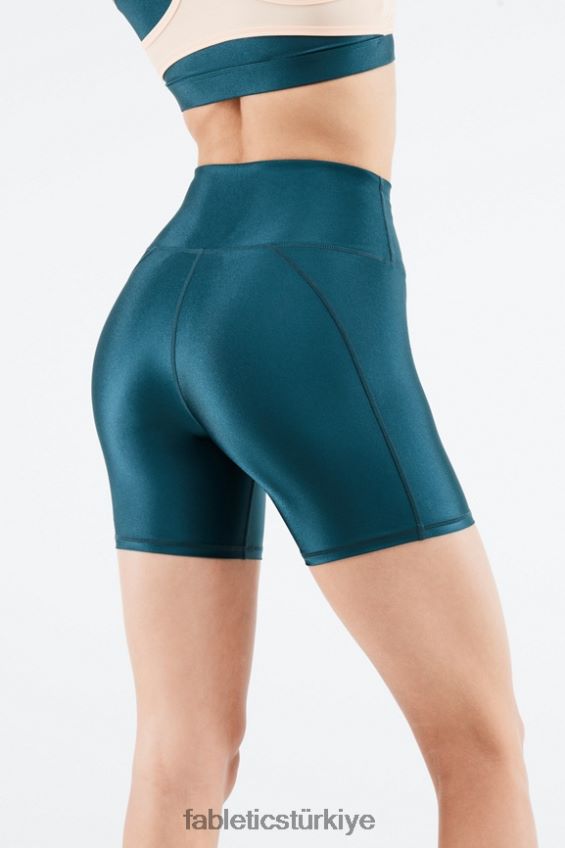 tr Fabletics kadınlar yüksek belli parlak kısa 6" siyah küçük mermer/lezzet 40R06B539