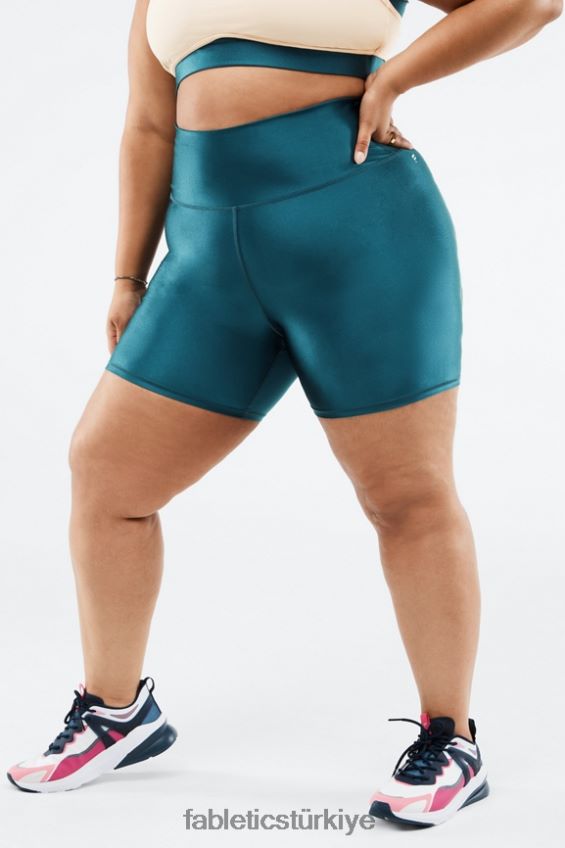 tr Fabletics kadınlar yüksek belli parlak kısa 6\" siyah küçük mermer/lezzet 40R06B540