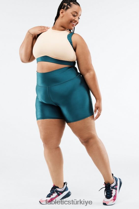 tr Fabletics kadınlar yüksek belli parlak kısa 6\" siyah küçük mermer/lezzet 40R06B540