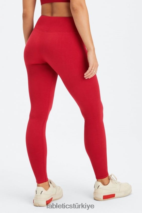 tr Fabletics kadınlar bulut dikişsiz yüksek belli tayt koyu kırmızı/la logo çubuğu 40R06B833