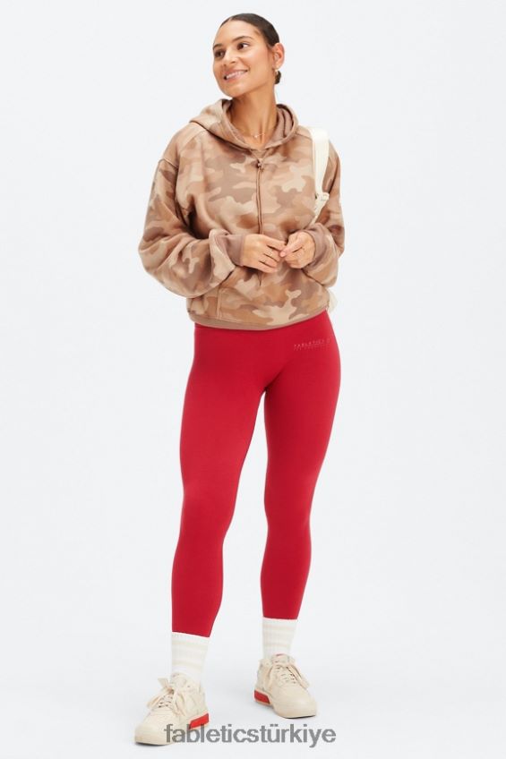 tr Fabletics kadınlar bulut dikişsiz yüksek belli tayt koyu kırmızı/la logo çubuğu 40R06B833