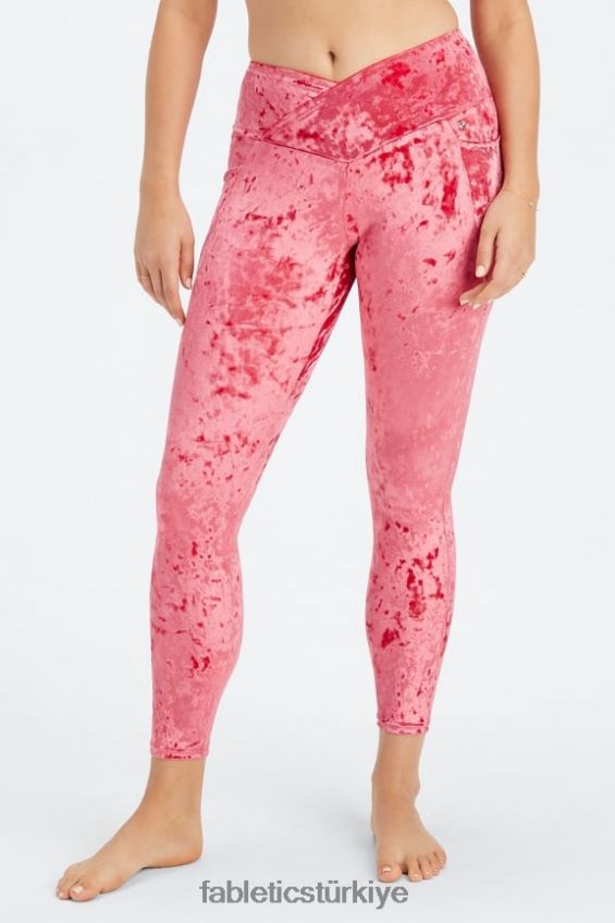 tr Fabletics kadınlar ezilmiş kadife çapraz tayt çilek kırmızısı 40R06B1073