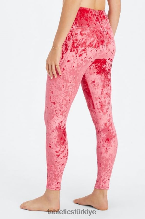 tr Fabletics kadınlar ezilmiş kadife çapraz tayt çilek kırmızısı 40R06B1073