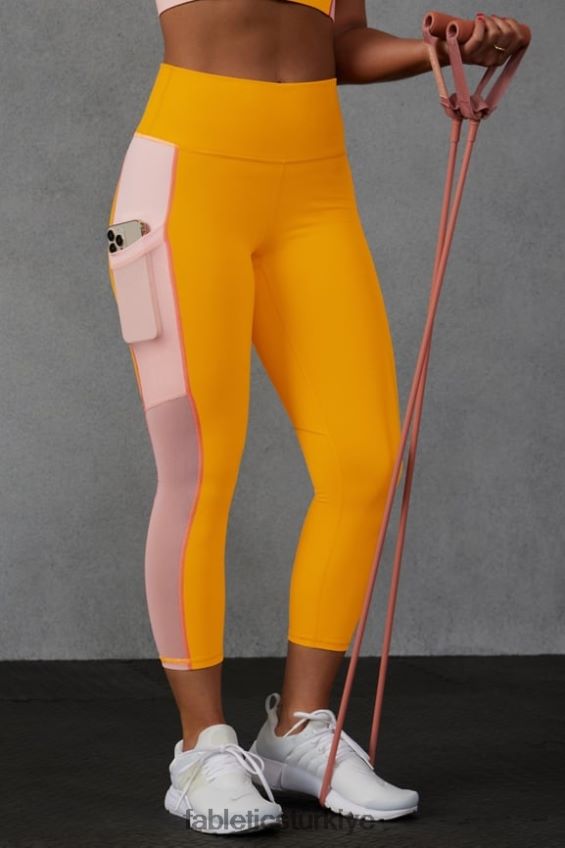 tr Fabletics kadınlar hareket halindeyken güçlü tutuş sağlayan yüksek belli kapri 44 öğleden sonra güneşi/pembe buttercream 40R06B765
