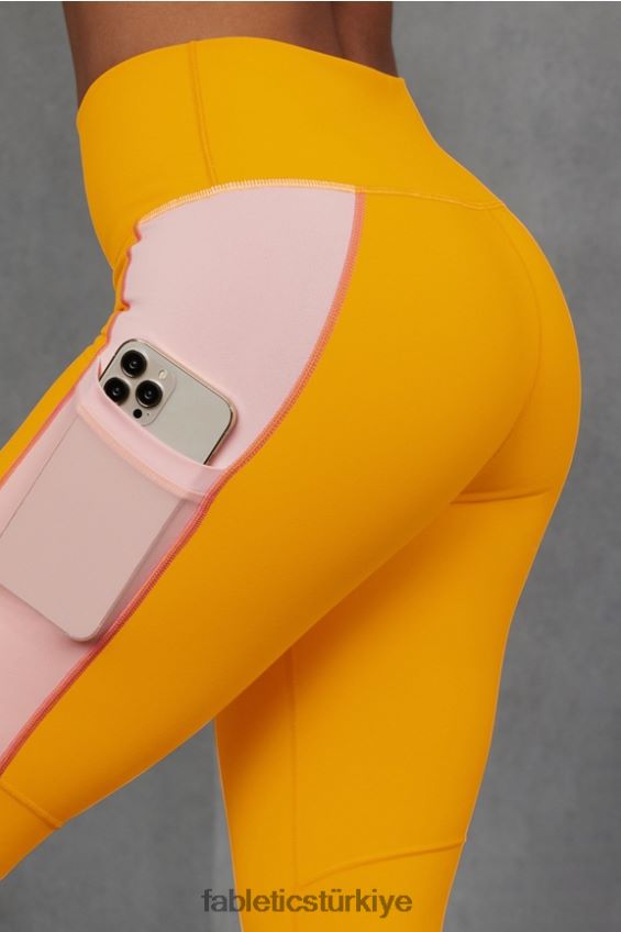 tr Fabletics kadınlar hareket halindeyken güçlü tutuş sağlayan yüksek belli kapri 44 öğleden sonra güneşi/pembe buttercream 40R06B765