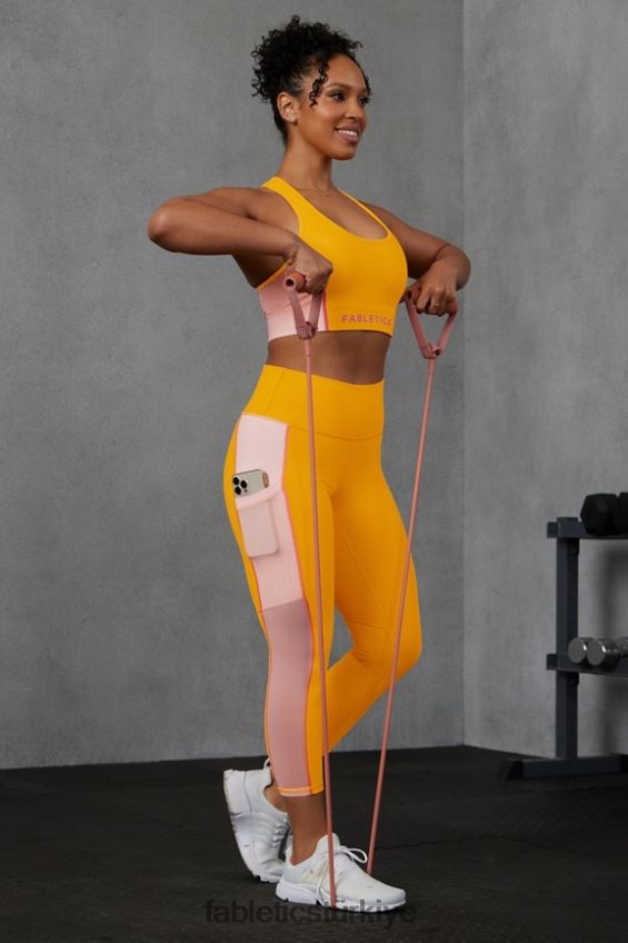 tr Fabletics kadınlar hareket halindeyken güçlü tutuş sağlayan yüksek belli kapri 44 öğleden sonra güneşi/pembe buttercream 40R06B765