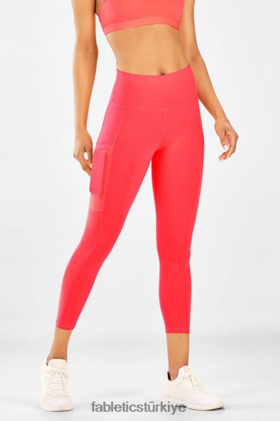 tr Fabletics kadınlar hareket halindeyken güçlü tutuş sağlayan yüksek belli kapri 46 pop mercan 40R06B777