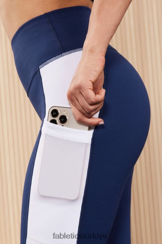 tr Fabletics kadınlar hareket halindeyken güçlü tutuş sağlayan yüksek belli tayt 38 üniversite laciverti/klasik beyaz 40R06B735