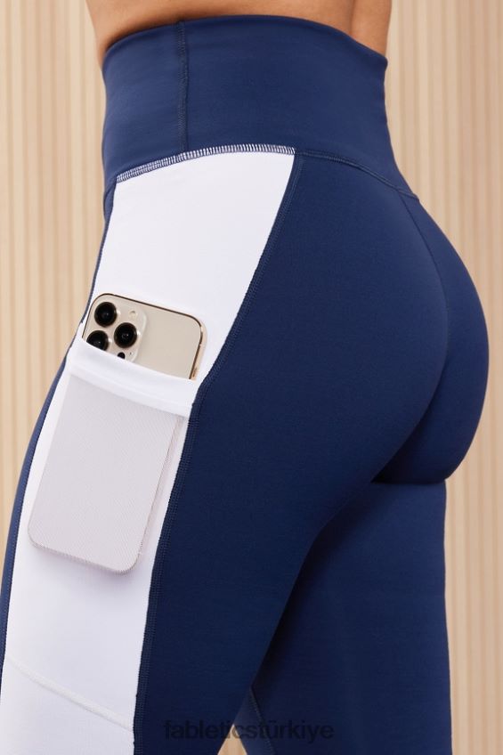 tr Fabletics kadınlar hareket halindeyken güçlü tutuş sağlayan yüksek belli tayt 38 üniversite laciverti/klasik beyaz 40R06B735