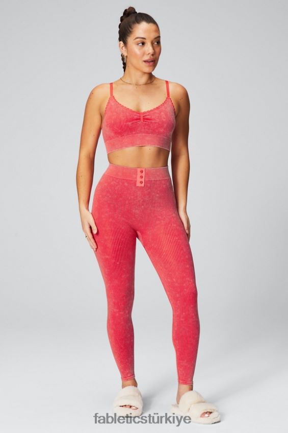 tr Fabletics kadınlar kablo örgü 7/8 tayt yıkanmış çilek kırmızısı 40R06B1030
