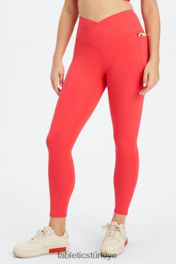 tr Fabletics kadınlar oasis pureluxe hw crossover 7/8 tayt çilek kırmızısı 40R06B931