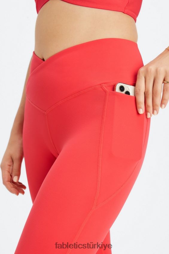 tr Fabletics kadınlar oasis pureluxe hw crossover 7/8 tayt çilek kırmızısı 40R06B931