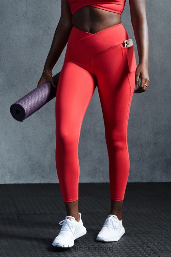 tr Fabletics kadınlar oasis pureluxe hw crossover 7/8 tayt çilek kırmızısı 40R06B931