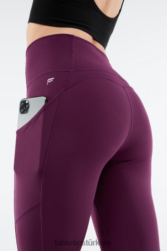 tr Fabletics kadınlar oasis pureluxe yüksek belli 7/8 tayt 50 bordo 40R06B794