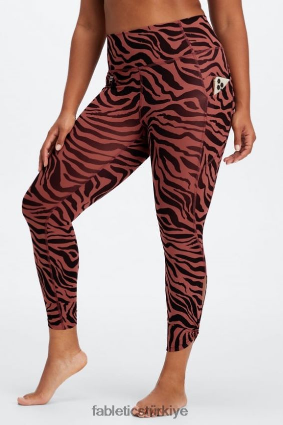 tr Fabletics kadınlar oasis pureluxe yüksek belli bükümlü 7/8 tayt maun zebra vuruşu 40R06B1138