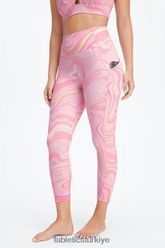 tr Fabletics kadınlar oasis pureluxe yüksek belli kapri guava mermer papatya 40R06B961