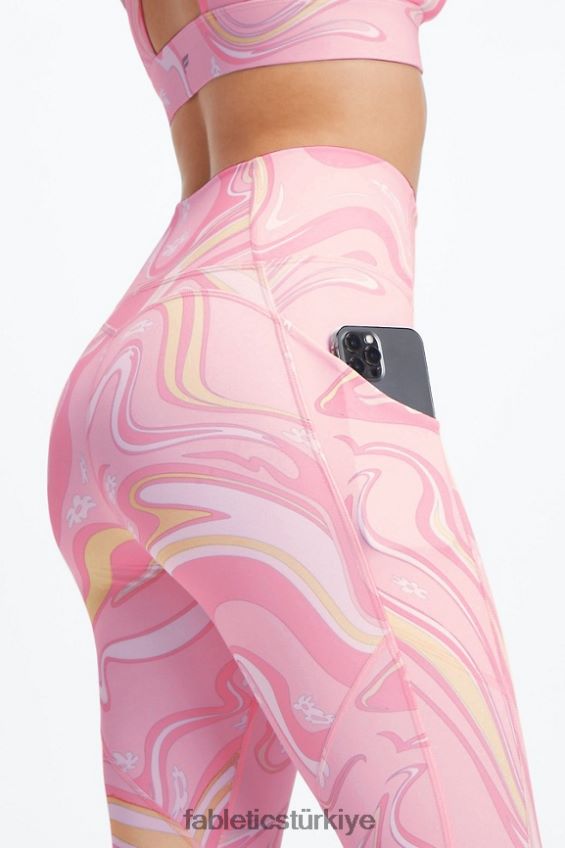tr Fabletics kadınlar oasis pureluxe yüksek belli kapri guava mermer papatya 40R06B961