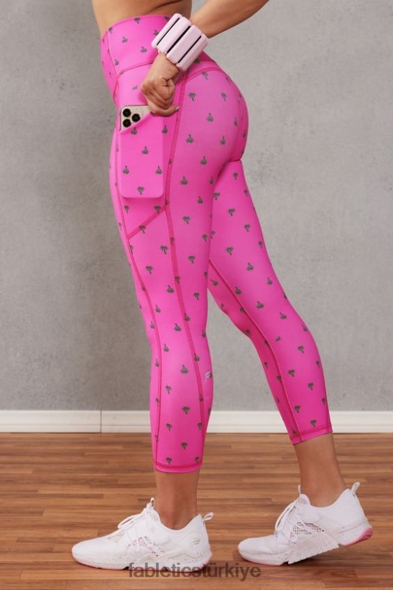 tr Fabletics kadınlar oasis yüksek belli kapri pembe kaçış palmiyesi 40R06B959