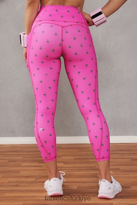 tr Fabletics kadınlar oasis yüksek belli kapri pembe kaçış palmiyesi 40R06B959
