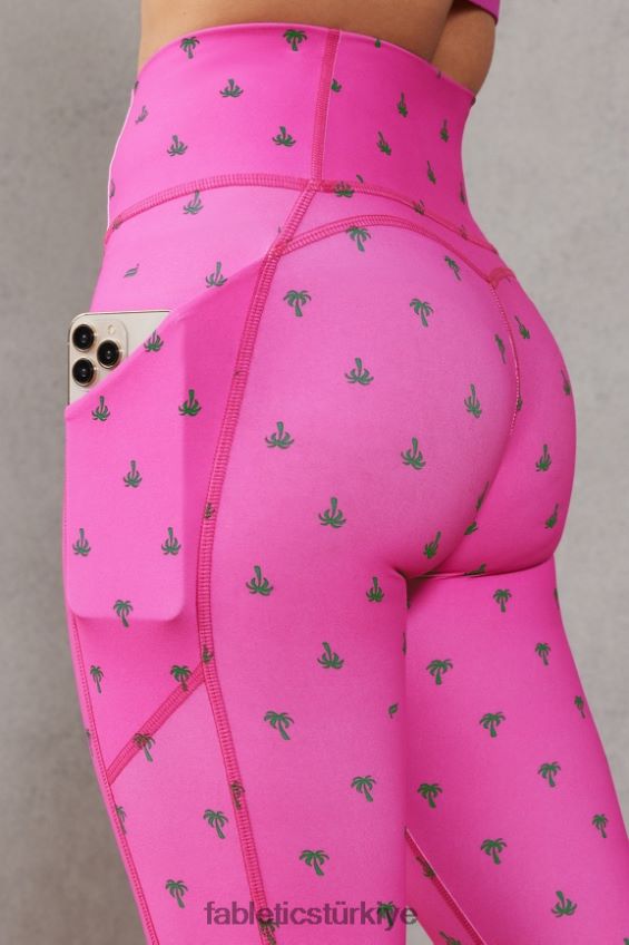 tr Fabletics kadınlar oasis yüksek belli kapri pembe kaçış palmiyesi 40R06B959