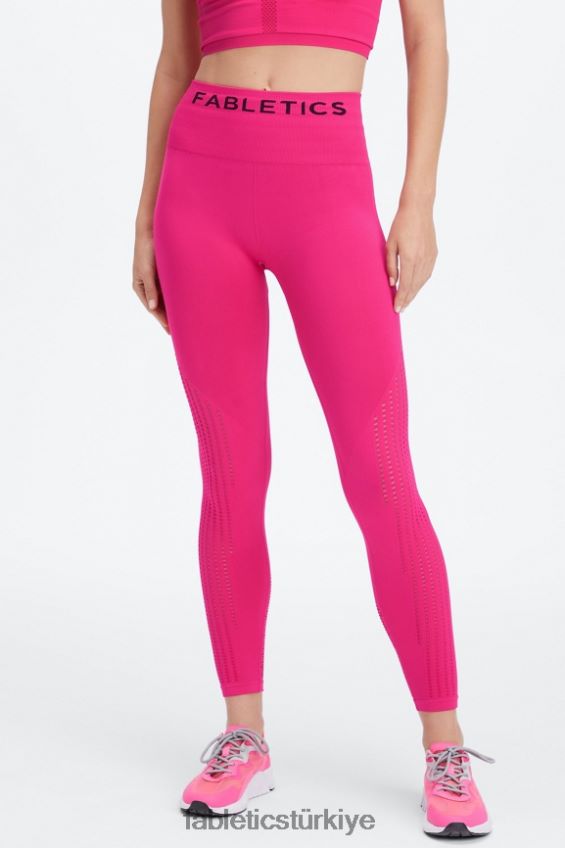 tr Fabletics kadınlar senkronize dikişsiz yüksek belli 7/8 tayt peluş pembe/siyah 40R06B1004