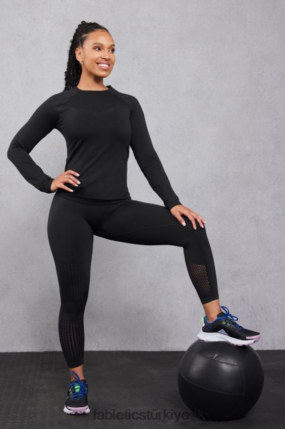tr Fabletics kadınlar senkronize dikişsiz yüksek belli 7/8 tayt siyah 40R06B1000
