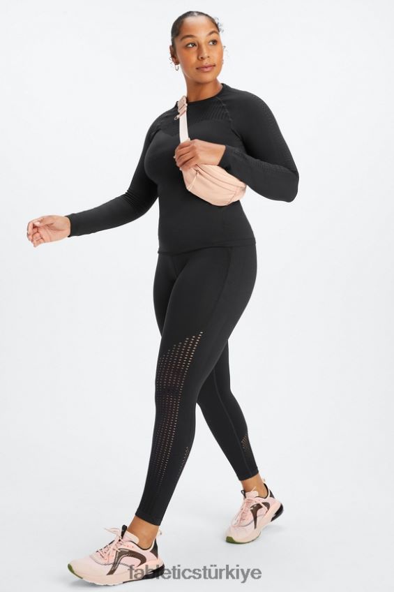 tr Fabletics kadınlar senkronize dikişsiz yüksek belli 7/8 tayt siyah 40R06B1000