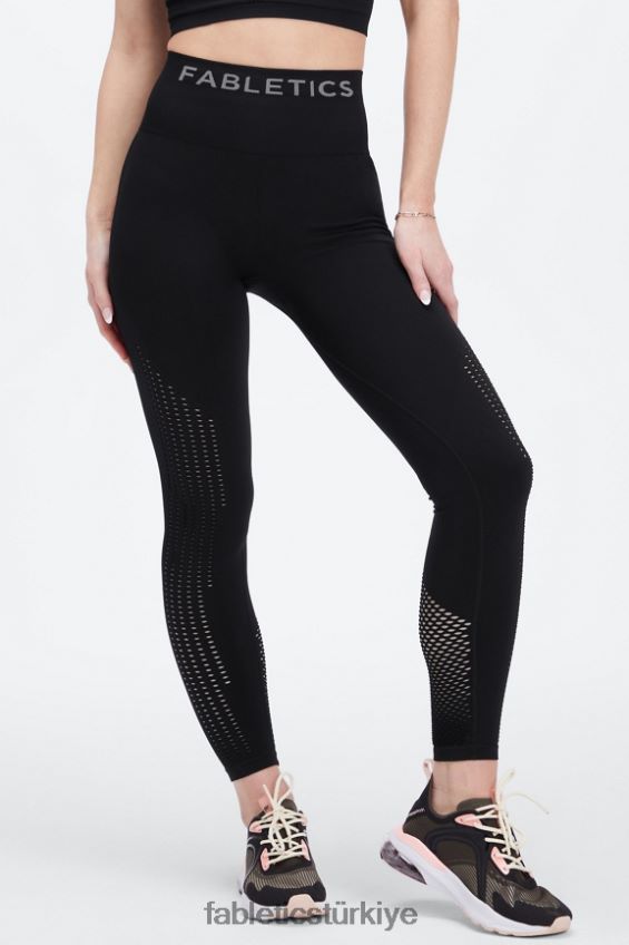 tr Fabletics kadınlar senkronize dikişsiz yüksek belli 7/8 tayt siyah/kalaylı 40R06B1006