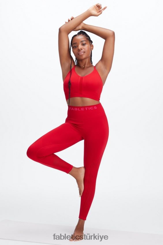 tr Fabletics kadınlar senkronize dikişsiz yüksek belli 7/8 tayt tatlı kiraz/peluş pembe 40R06B1005