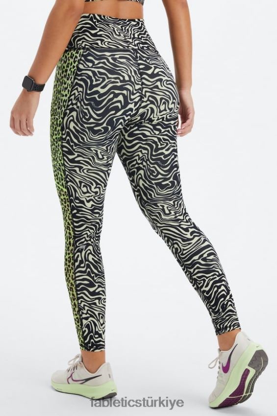 tr Fabletics kadınlar taşınabilir güçlü yüksek belli tayt 40 mermer zebra/vurgulayıcı dalgalı çita 40R06B744