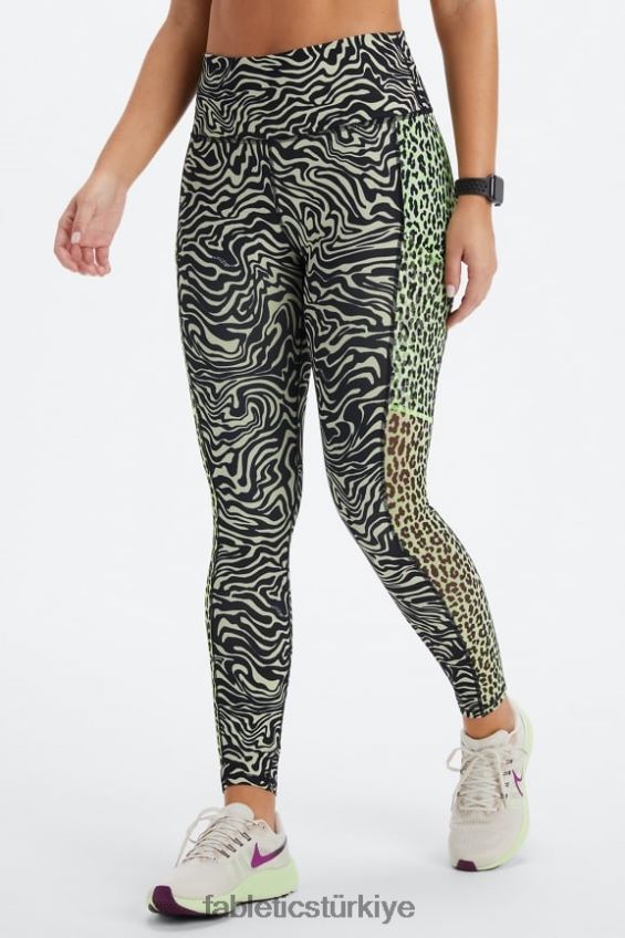tr Fabletics kadınlar taşınabilir güçlü yüksek belli tayt 40 mermer zebra/vurgulayıcı dalgalı çita 40R06B744