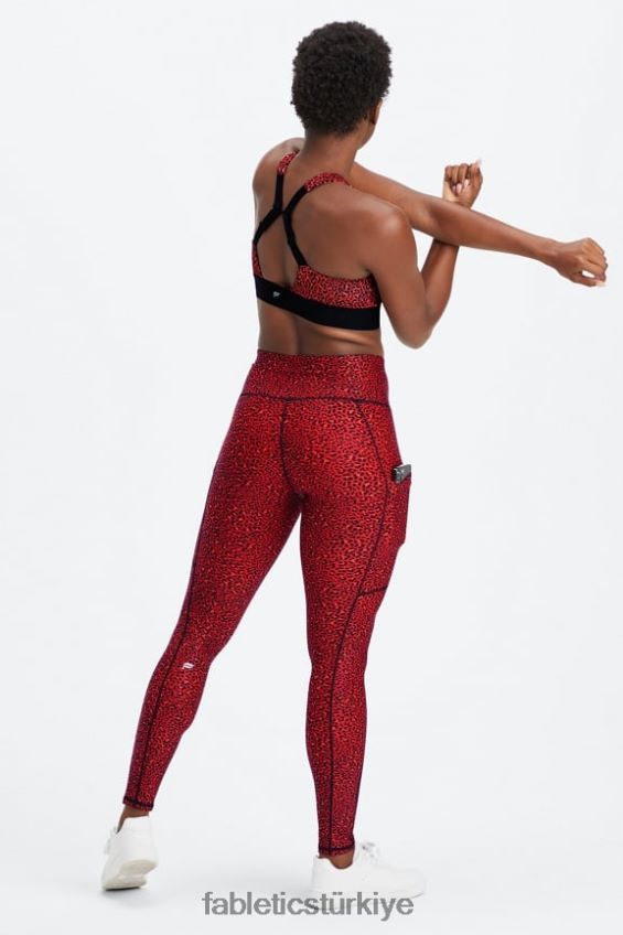 tr Fabletics kadınlar therma-flex yüksek belli cepli tayt elektrikli kiraz mini leopar 40R06B1036