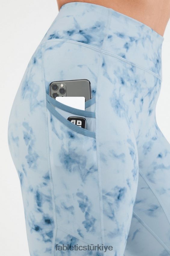 tr Fabletics kadınlar trinity yüksek belli cep 7/8 dumanlı mermer/mavi demir 40R06B1302