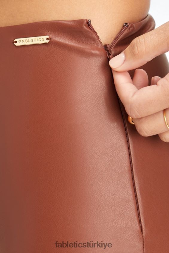 tr Fabletics kadınlar vegan deri yüksek belli tayt maun 40R06B1127