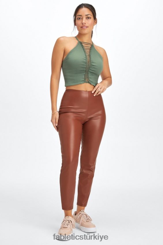 tr Fabletics kadınlar vegan deri yüksek belli tayt maun 40R06B1127