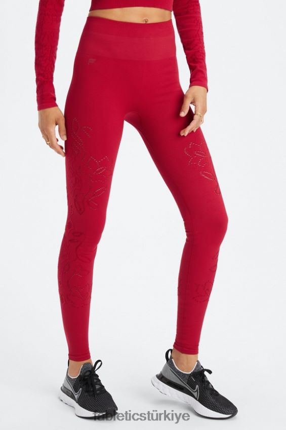 tr Fabletics kadınlar yüksek belli dantel dikişsiz tayt koyu Kırmızı 40R06B1088