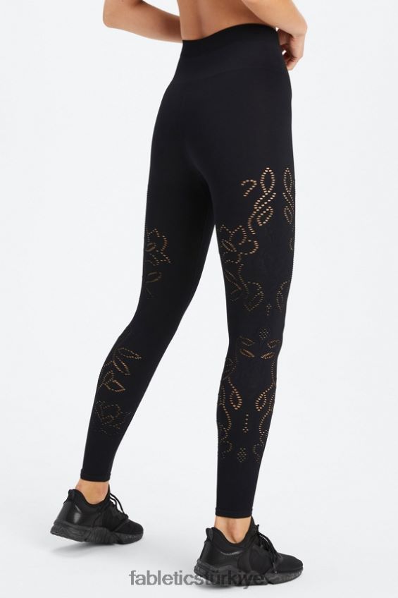 tr Fabletics kadınlar yüksek belli dantel dikişsiz tayt siyah 40R06B1087