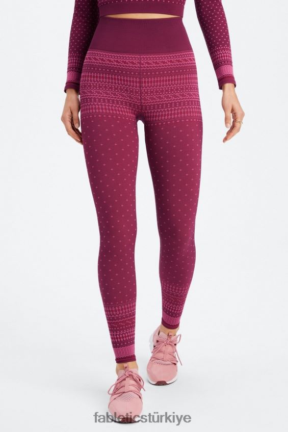 tr Fabletics kadınlar yüksek belli dikişsiz adil ada taytı merlot/çoklu 40R06B1072